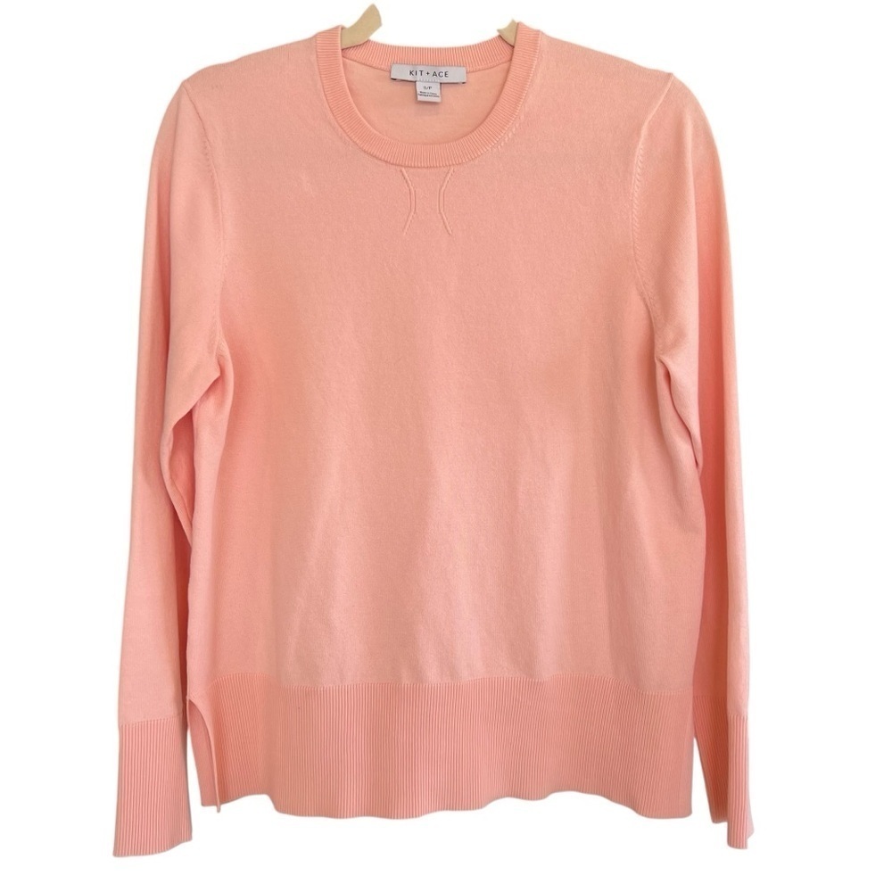 Kit + Ace Classic Crew Neck Sweater Pink Small Lightweight Preppy Spring Sporty